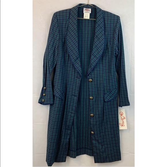 Vintage Jackets & Blazers - NWT Vintage Plaid 80's Duster/Dress/Blazer
